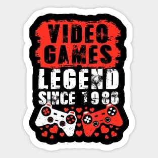 Gaming 1980 Birthday Video Games Birthday Gamer Sticker